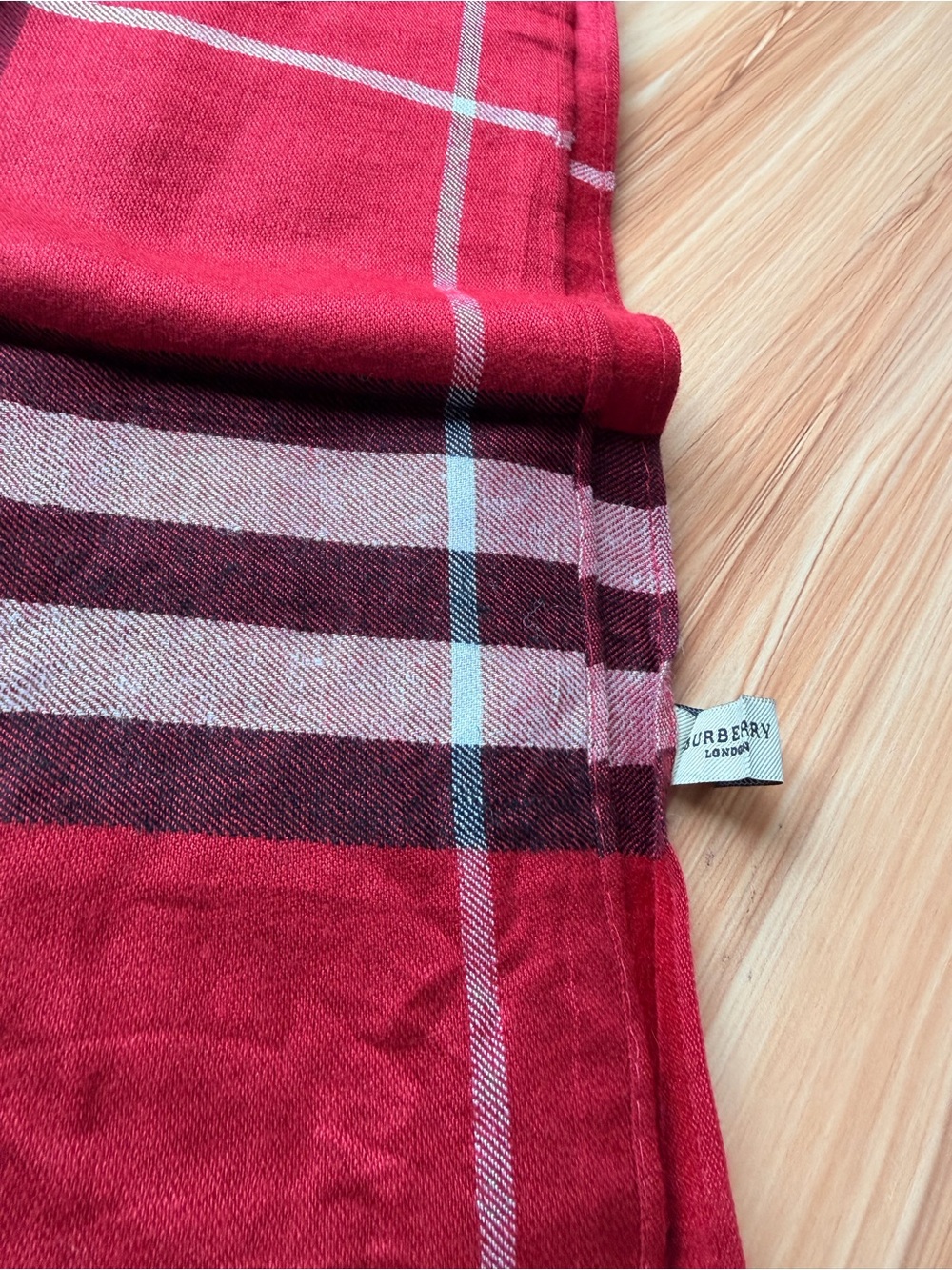 Burberry Red Plaid Cashmere/Silk Scarf